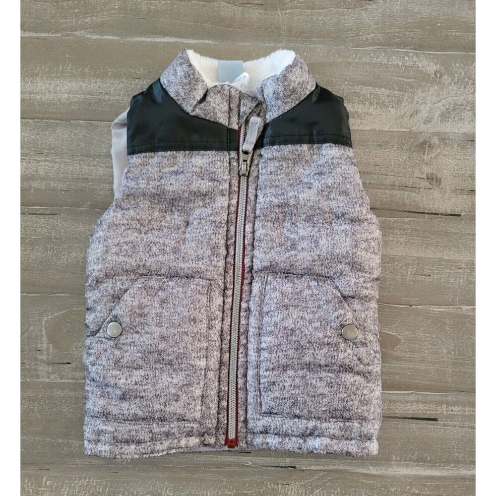 Little Lad Vest 2 Snap Pockets Size 2T Gray Faux Fur Kids